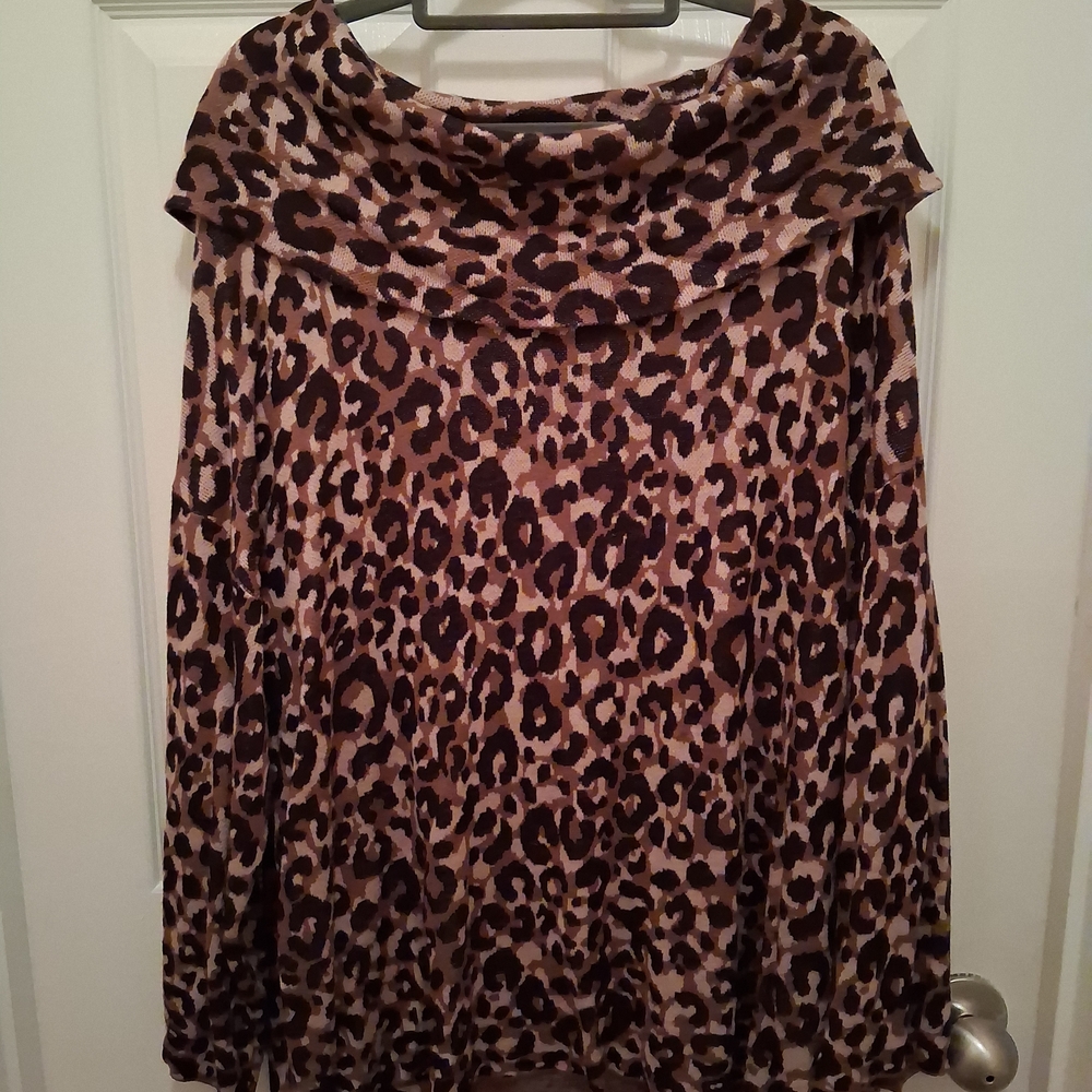 Ruby Rd. Leopard Print Tunic Top - Brown and Black 2X New w/ tags
